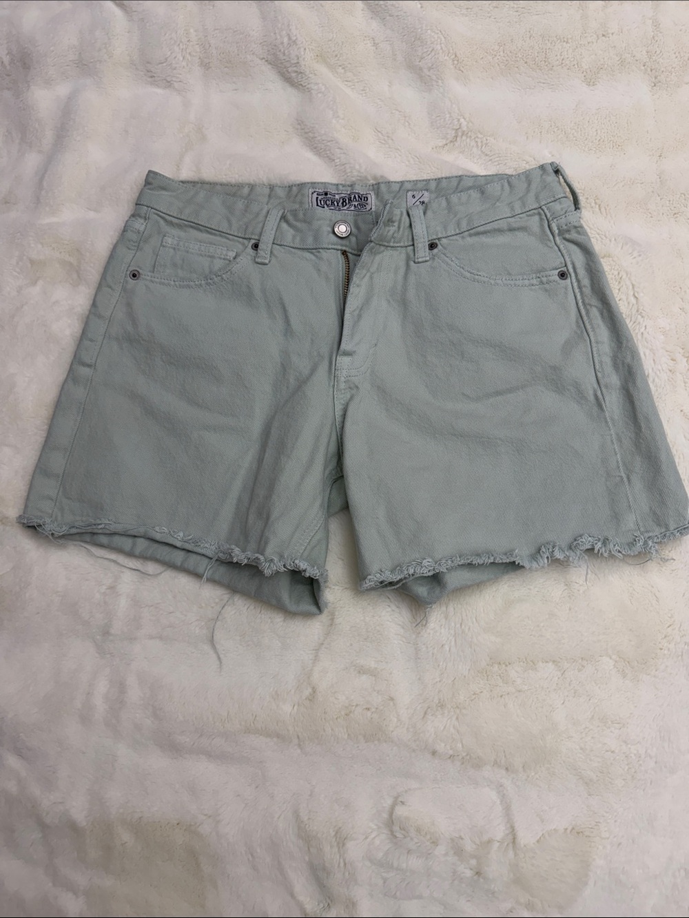 Lucky Brand Mint Green Frayed Denim Shorts